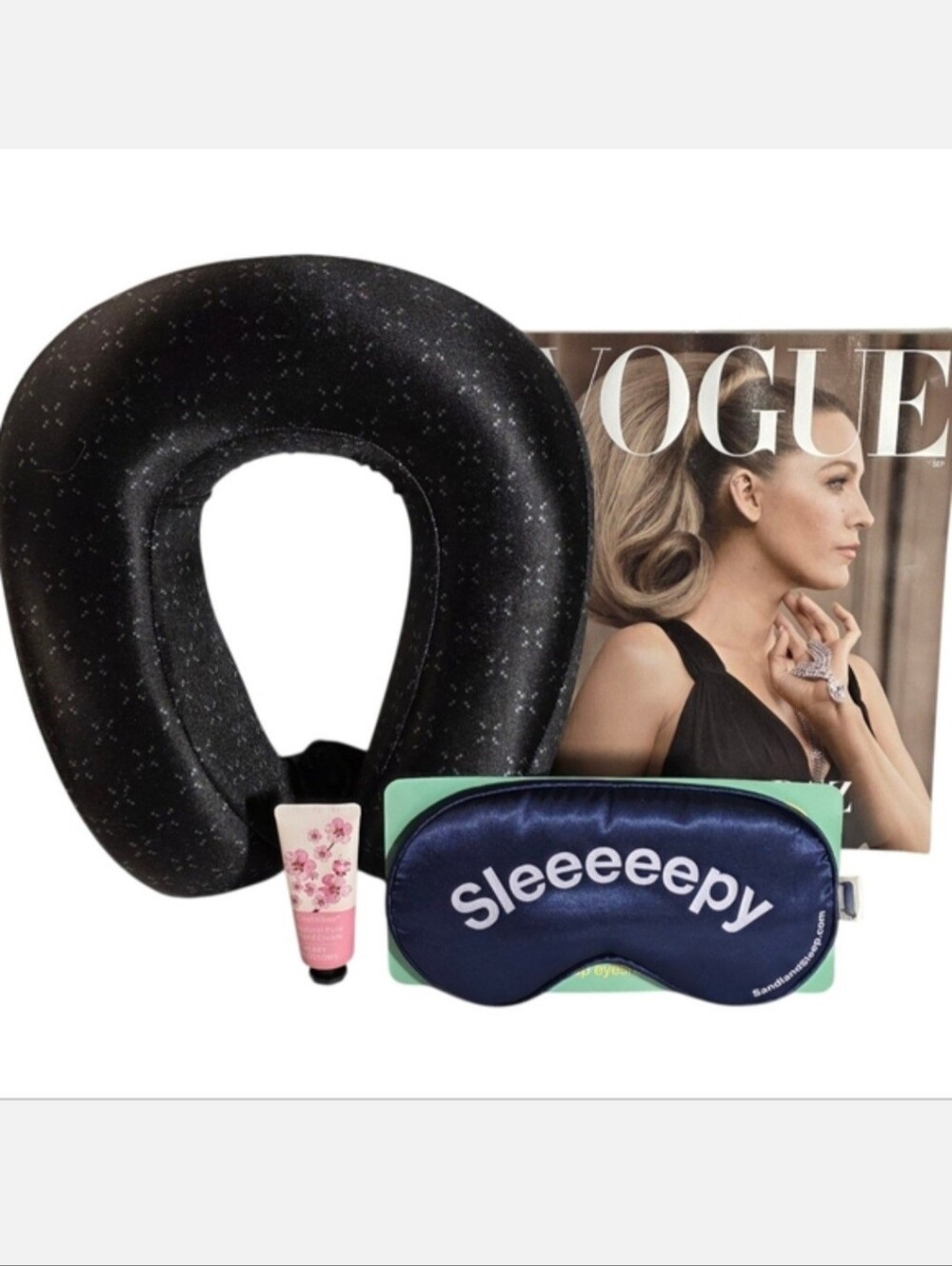 Vogue Magazine September Issue 2024 Neck Pillow Eye Mask + Hand Cream Travel Set